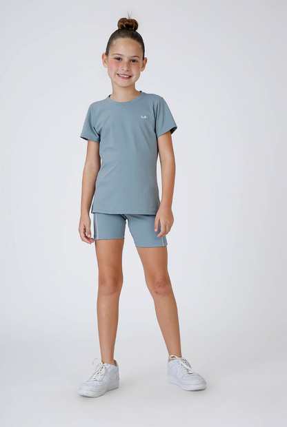Conjunto Infantil Top Sara Ballet Rosa e Bermuda Sara Ballet Cinza - Siri Sport