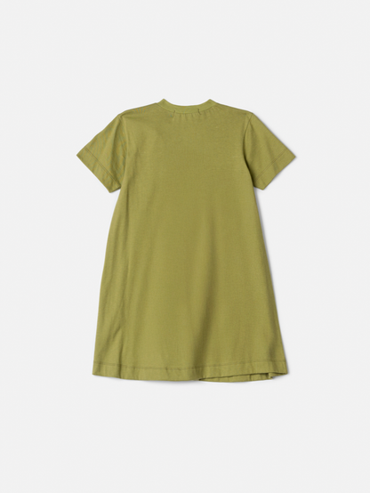 Vestido Infantil Trapézio Laço Faixa Estilizada Minnie Verde Forest - Animê
