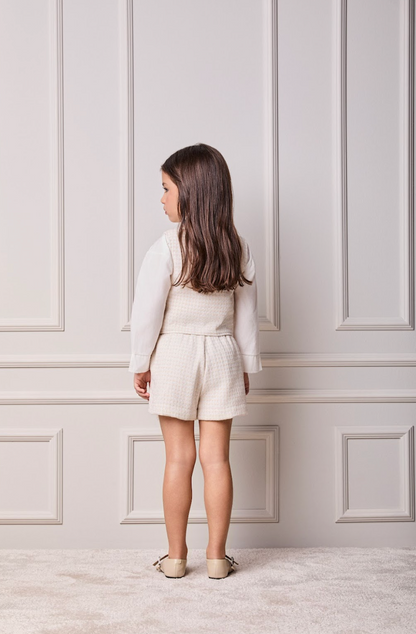 Conjunto Infantil Colete e Shorts Tweed Off White - Animê