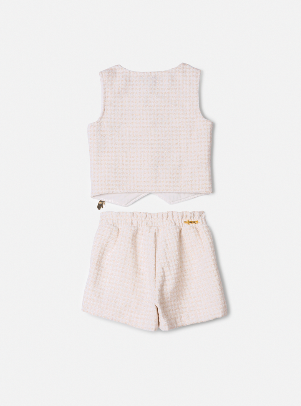 Conjunto Infantil Colete e Shorts Tweed Off White - Animê