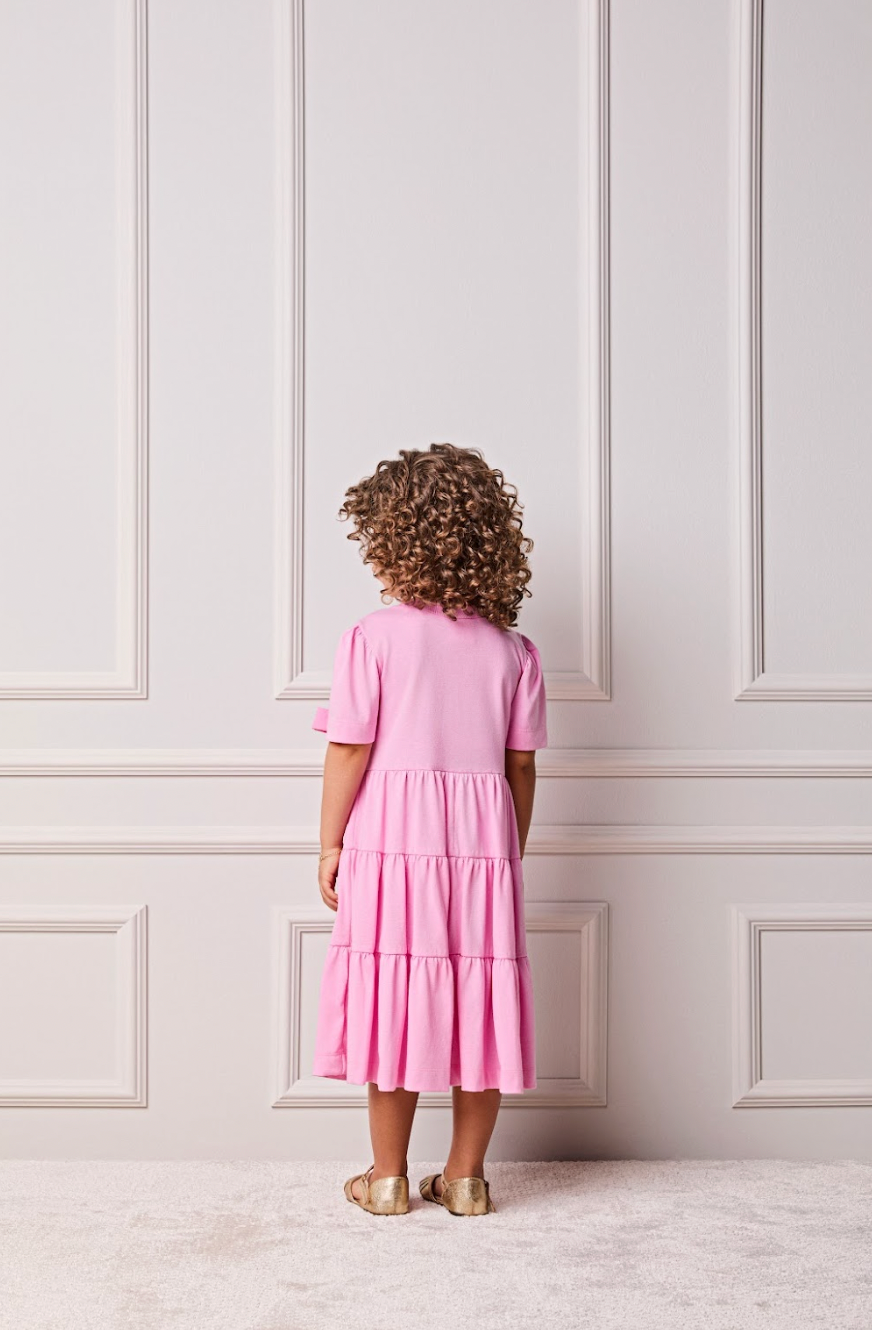 Vestido Infantil Algodão Laços Rosa Girly - Animê Petite