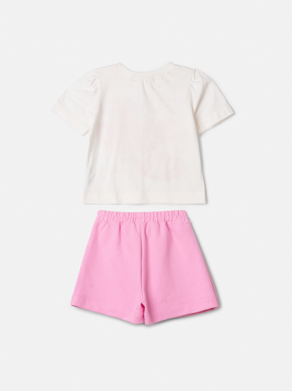 Conjunto Infantil Blusa Tea Party e Shorts Rosa Girly - Animê Petite PRÉ-VENDA