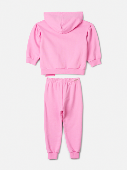 Conjunto Infantil Casaco e Calça Moletom Rosa Girly - Animê Petite