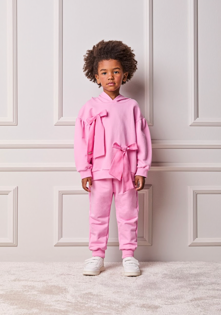 Conjunto Infantil Casaco e Calça Moletom Rosa Girly - Animê Petite