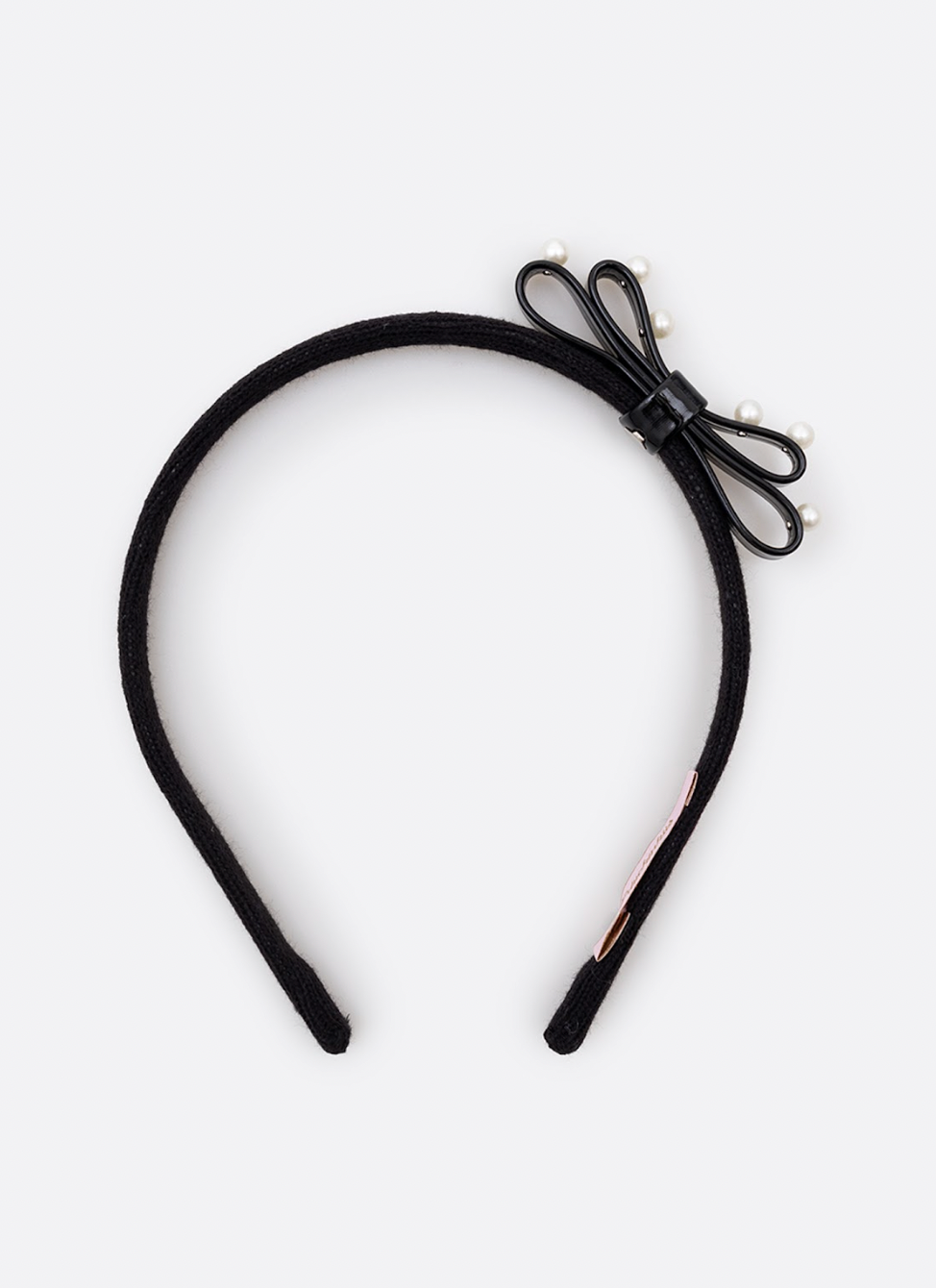 Arquinho Infantil Courino Laço & Pérolas Preto - Pituchinhus