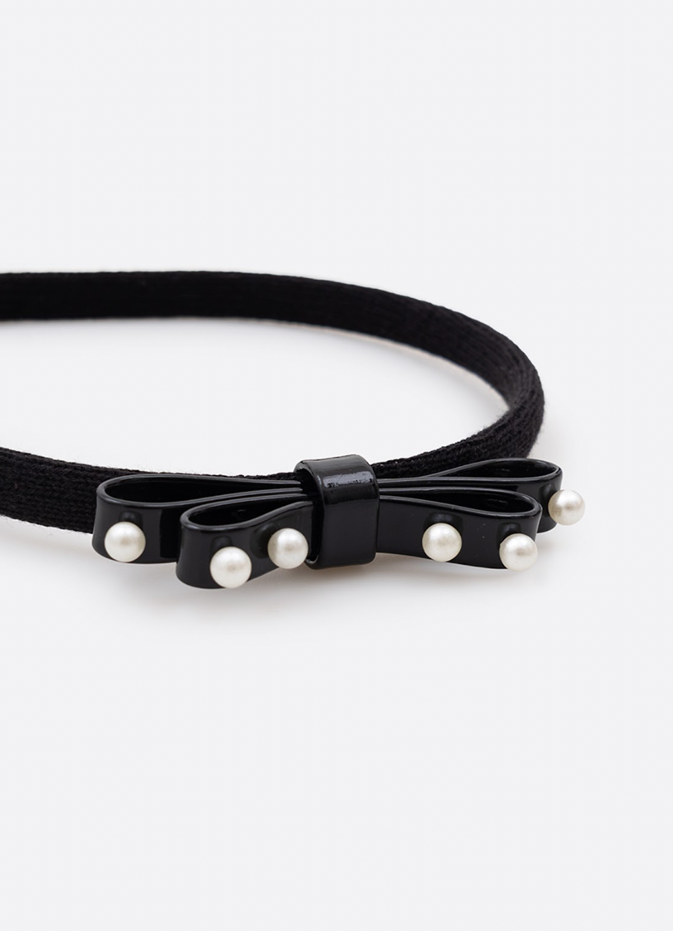 Arquinho Infantil Courino Laço & Pérolas Preto - Pituchinhus