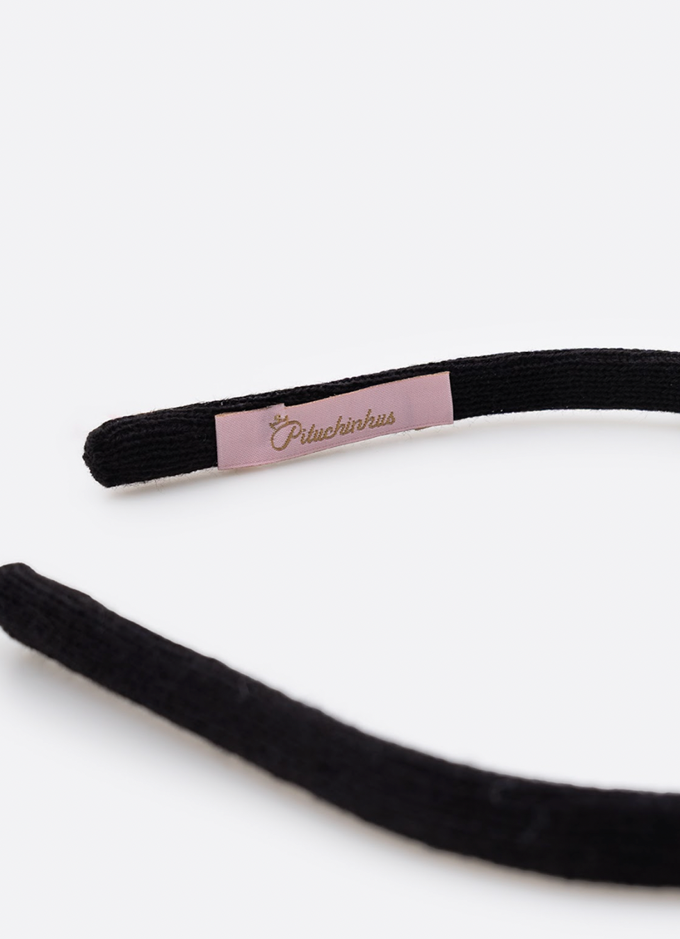 Arquinho Infantil Courino Laço & Pérolas Preto - Pituchinhus