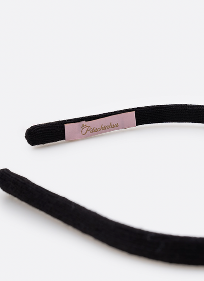 Arquinho Infantil Courino Laço & Pérolas Preto - Pituchinhus