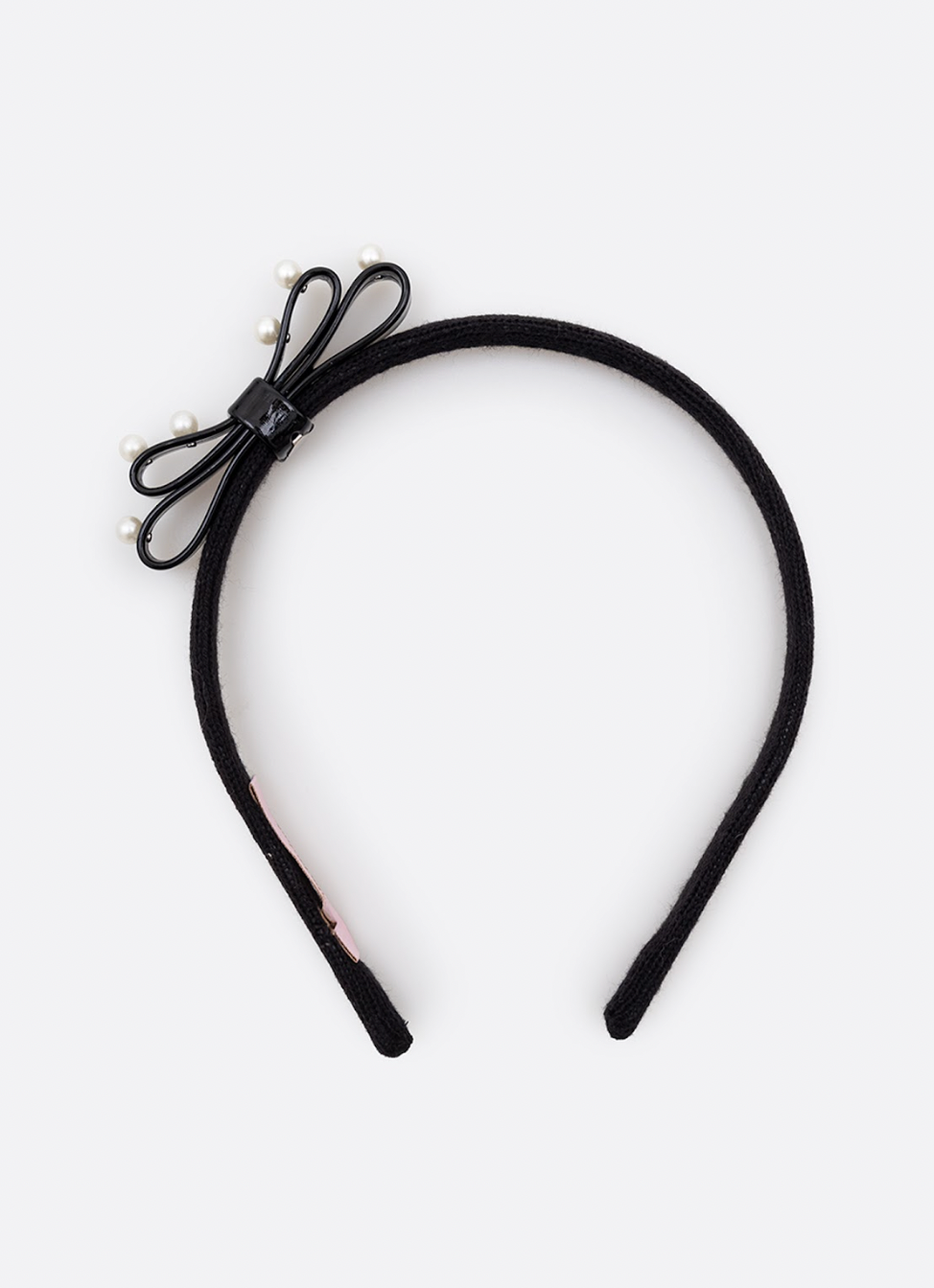 Arquinho Infantil Courino Laço & Pérolas Preto - Pituchinhus