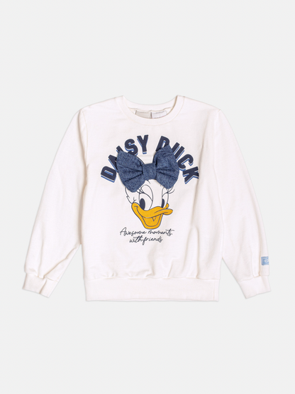 Casaco Infantil Daisy Laço Jeans Off White - Momi