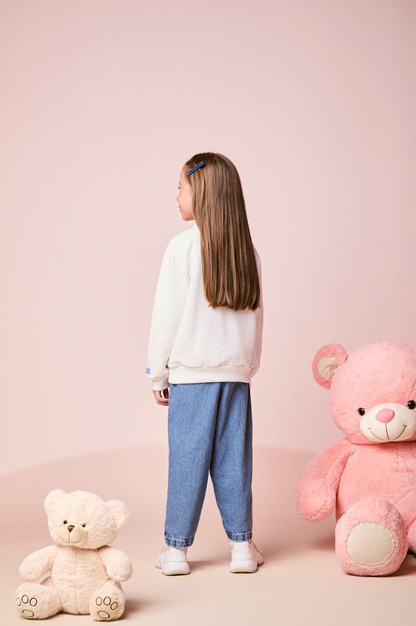 Casaco Infantil Daisy Laço Jeans Off White - Momi