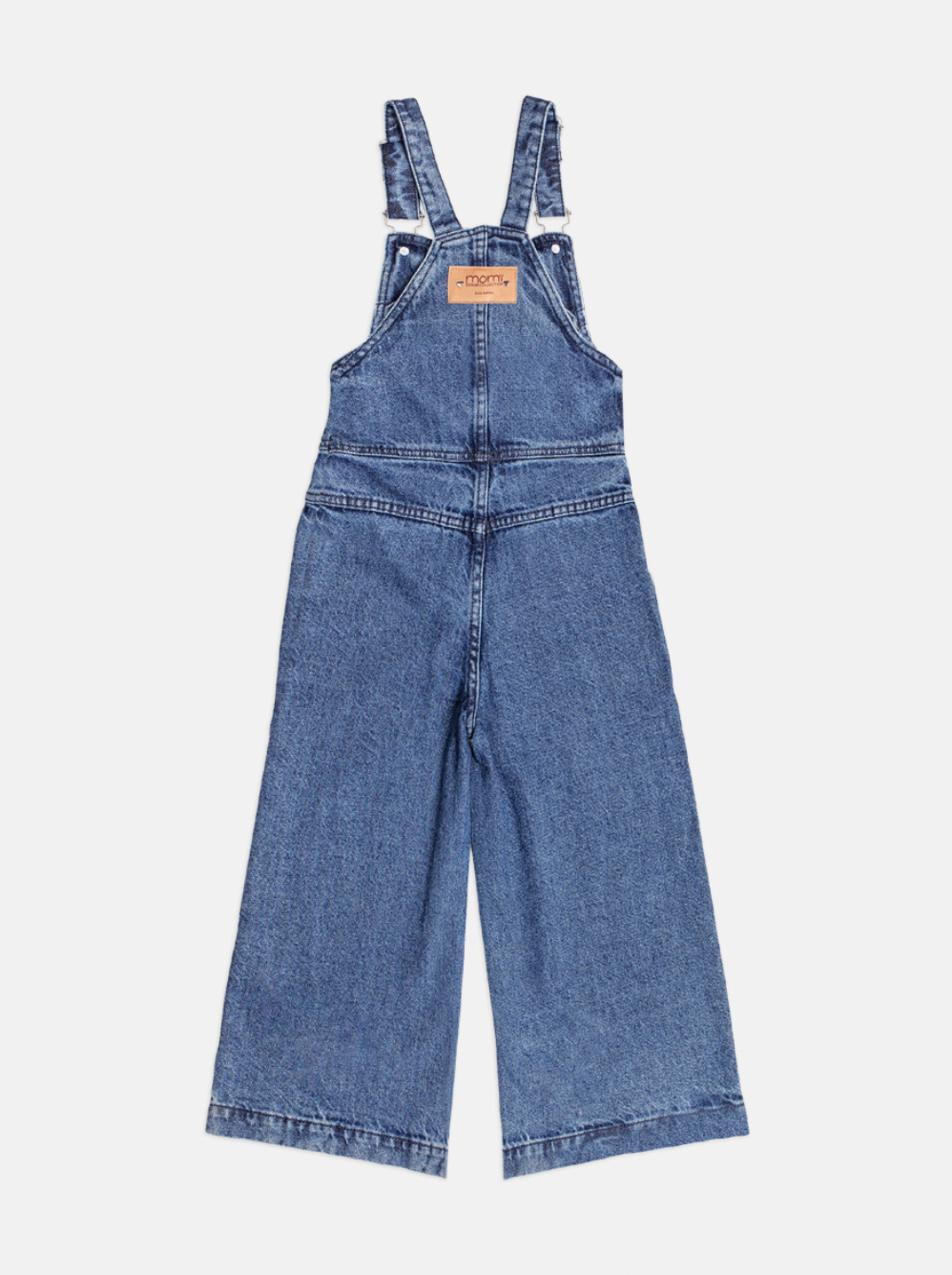 Jardineira Infantil Jeans Maxi Laço com Blusa Básica Off White - Momi