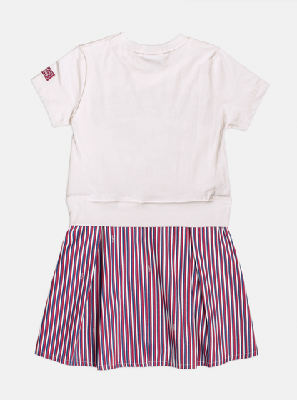 Vestido Infantil MC Hello Kitty Listras Navy Off White - Momi