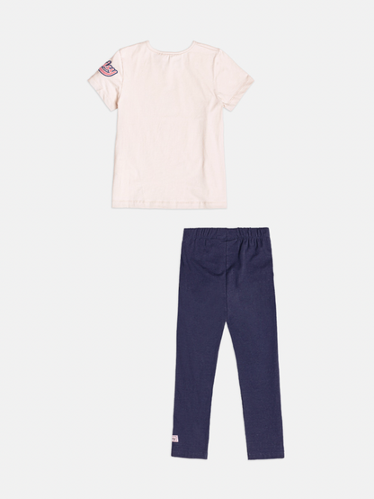 Conjunto Infantil Deisy Blusa MC e Legging Vanilla - Momi