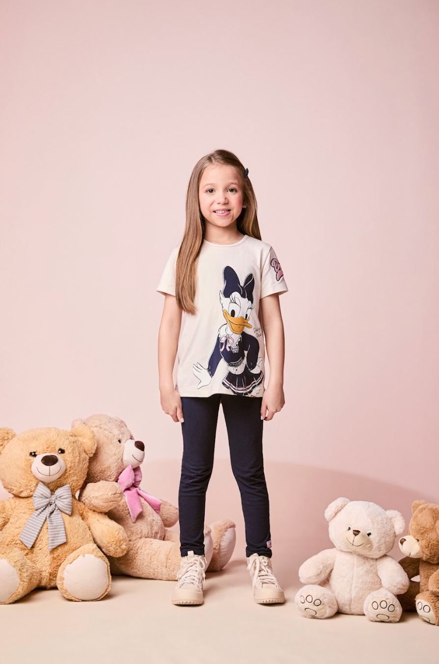 Conjunto Infantil Deisy Blusa MC e Legging Vanilla - Momi