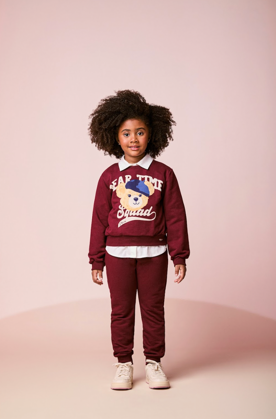 Conjunto Infantil Moletom Casaco Urso e Calça Cramberry - Momi