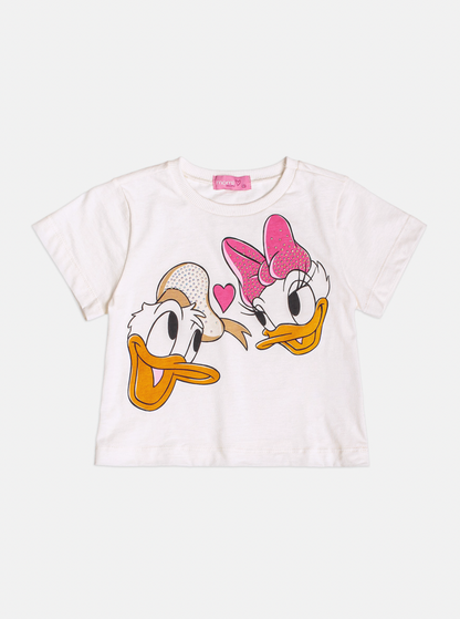Conjunto Infantil Blusa Daisy & Donald com Shorts Lenço Rosa - Momi