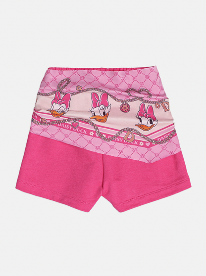 Conjunto Infantil Blusa Daisy & Donald com Shorts Lenço Rosa - Momi
