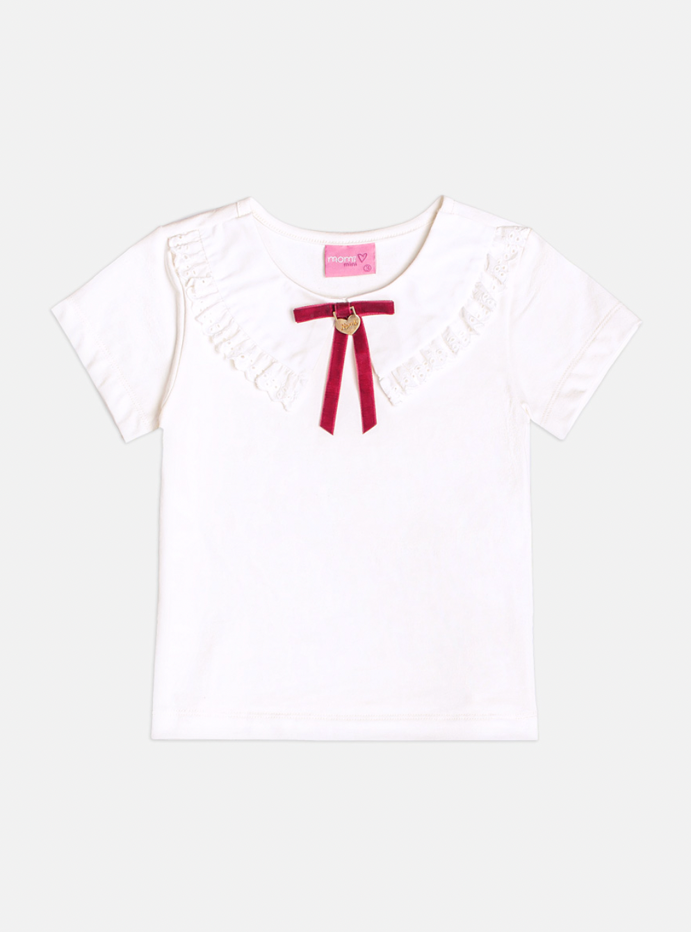 Conjunto Infantil Blusa Manga Longa Gola Laço e Shorts-saia Tweed - Momi