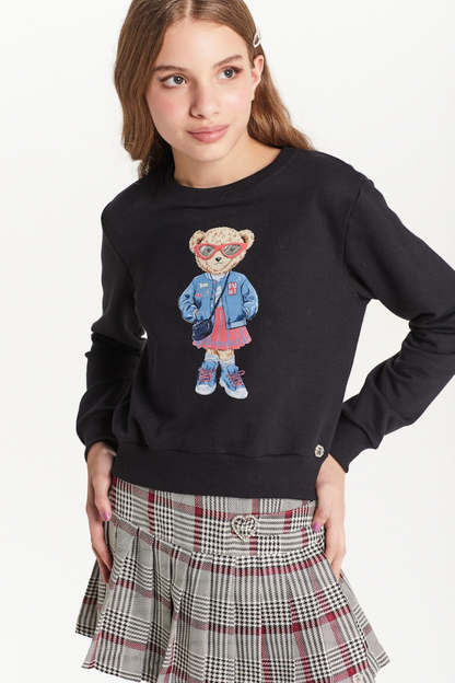 Blusa Moletom Teen Ursinha College Preto - Two In