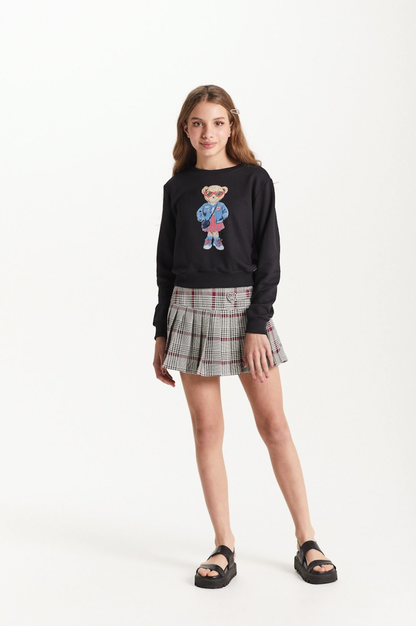 Blusa Moletom Teen Ursinha College Preto - Two In