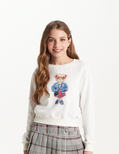 Blusa Moletom Teen Ursinha College Off White - Two In