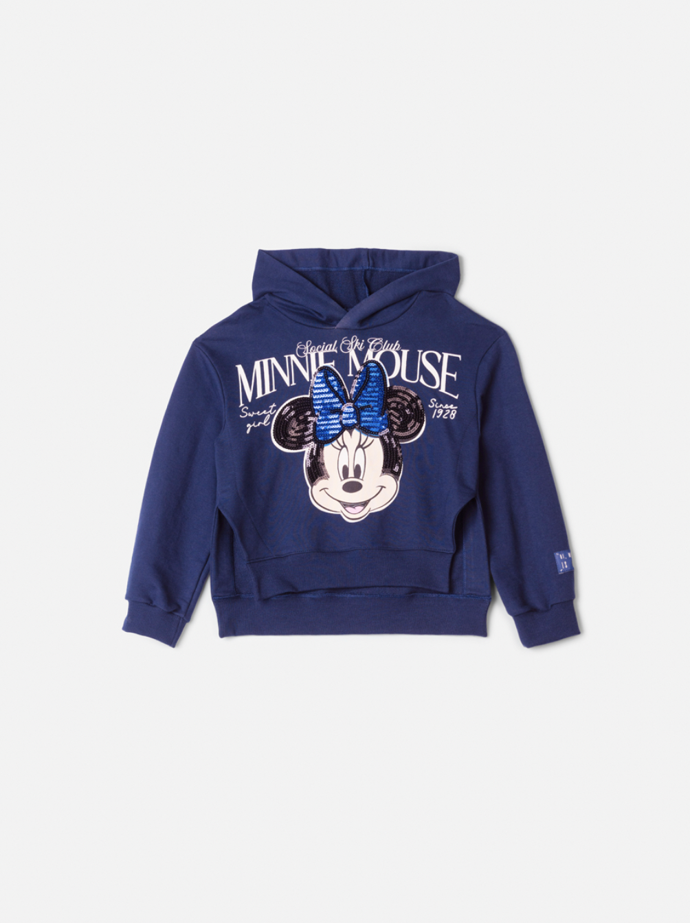 Conjunto Infantil Blusa Moletom Capuz Minnie e Calça Essentials Recortes Marinho - Animê