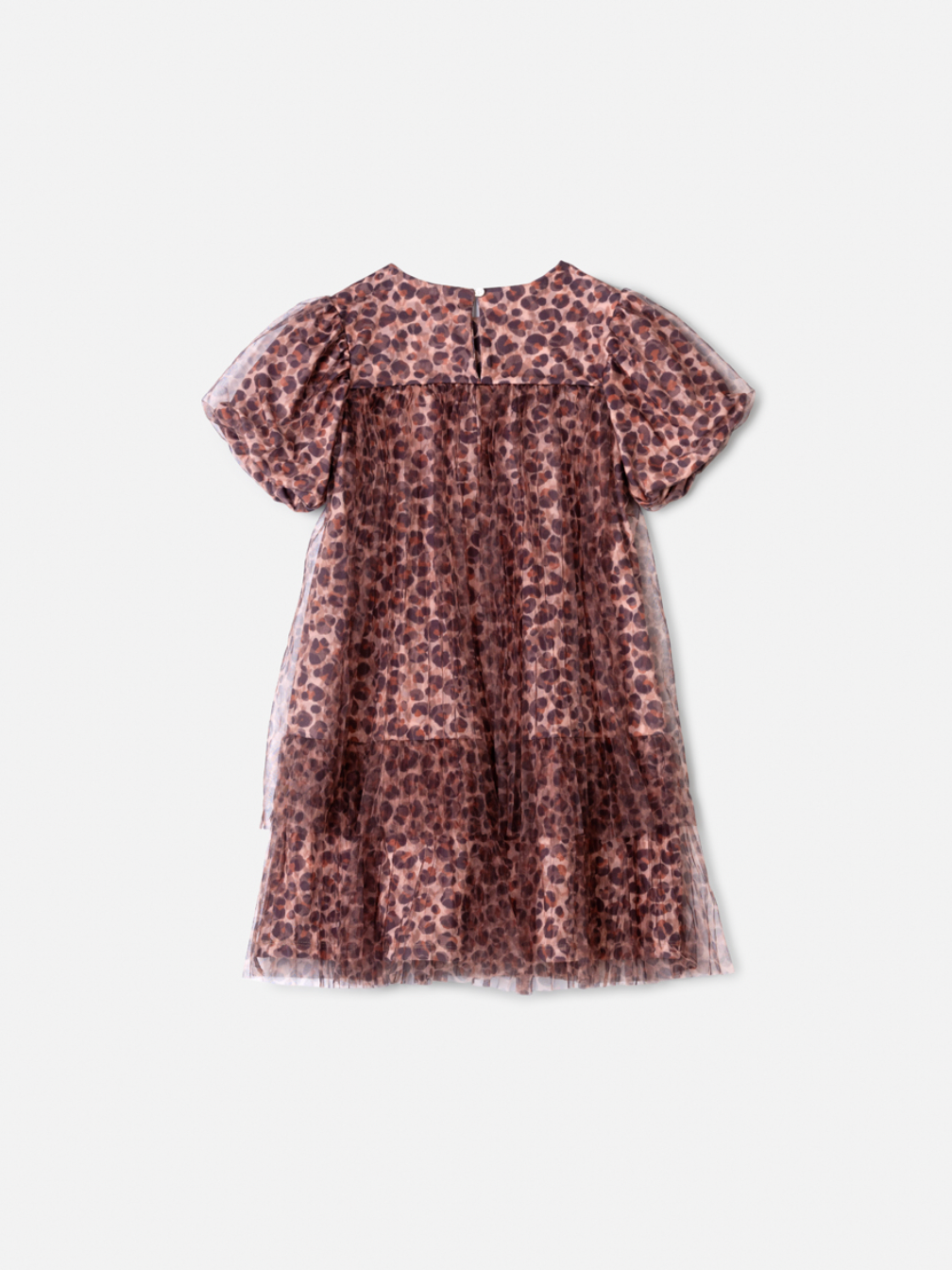 Vestido Infantil Tule Plissado Animal Print - Animê