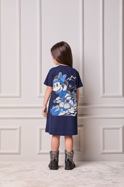 Vestido Infantil Lenço Minnie Ski Marinho - Animê