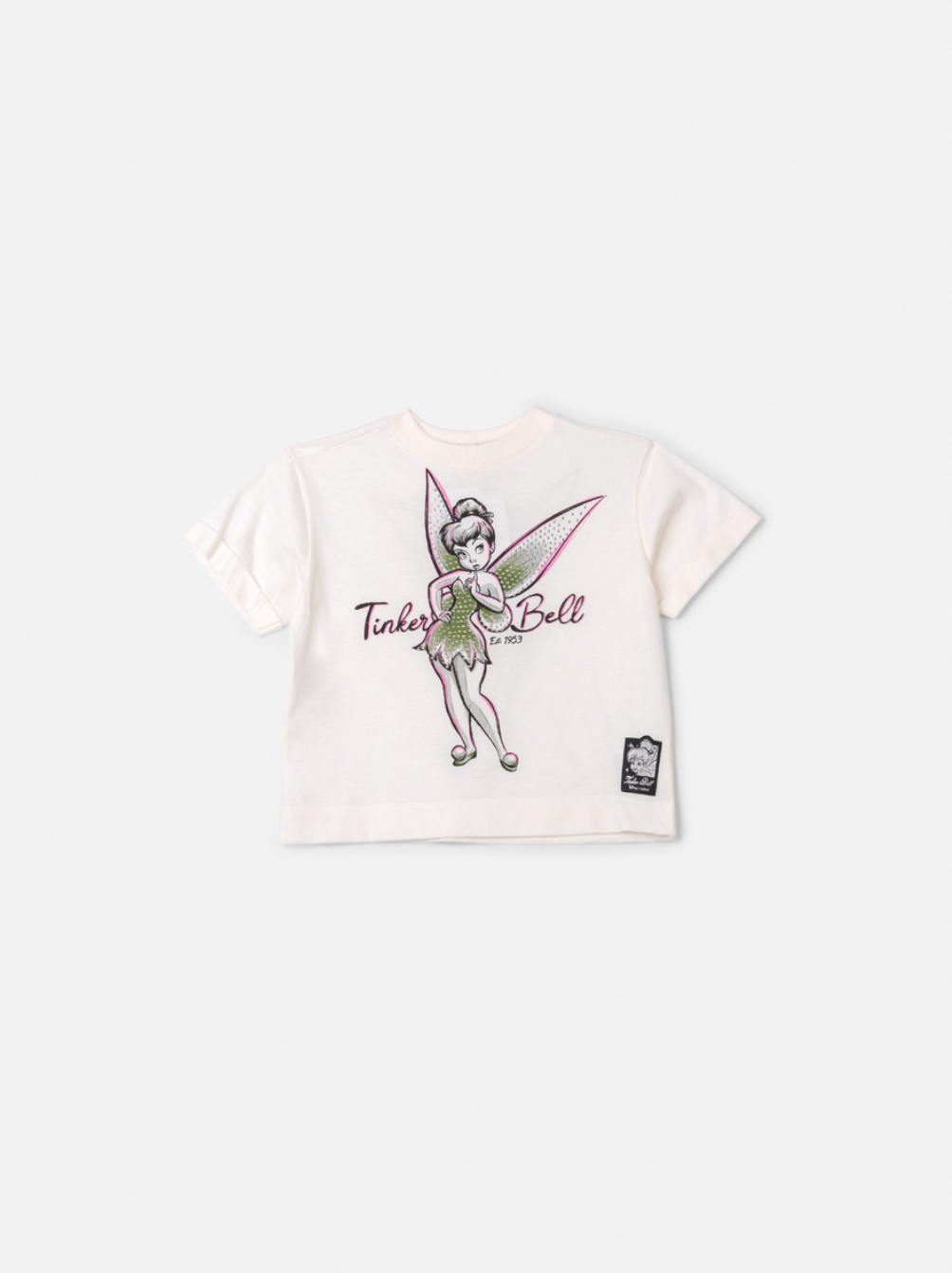 Conjunto Infantil Blusa Tiker Bell Off White e Saia Foil Prata - Animê Petite