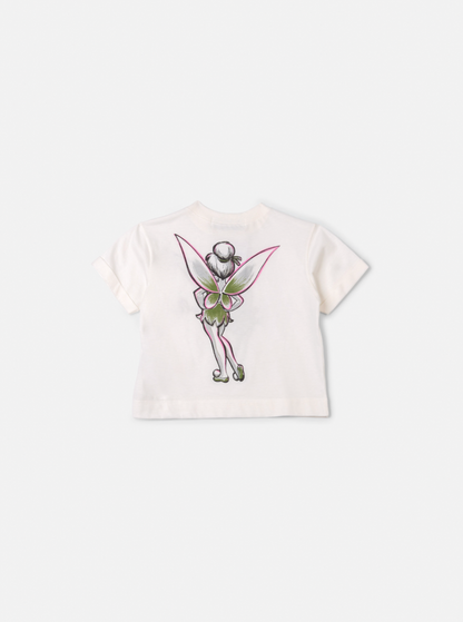 Conjunto Infantil Blusa Tiker Bell Off White e Saia Foil Prata - Animê Petite
