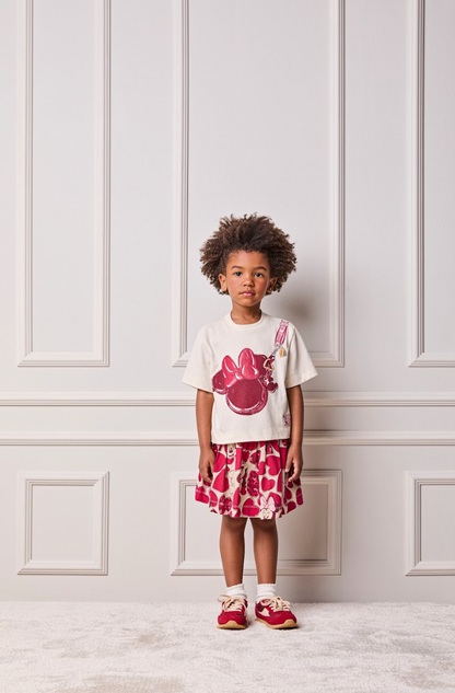 Conjunto Infantil Camiseta MC e Saia Minnie Mouse Hearts - Animê Petite