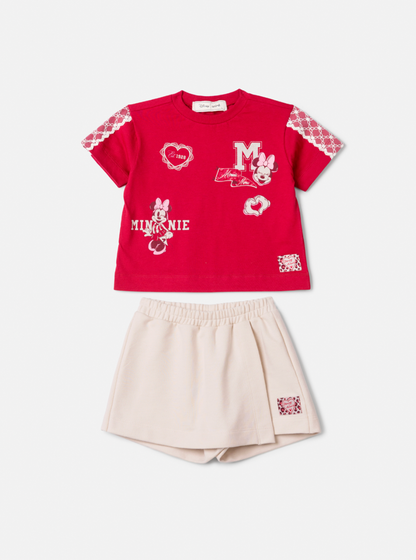 Conjunto Infantil Blusa Berry Patches Minnie e Shorts Bege - Animê Petite