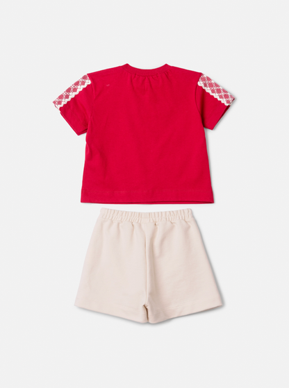 Conjunto Infantil Blusa Berry Patches Minnie e Shorts Bege - Animê Petite