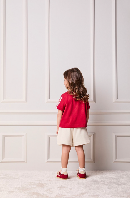 Conjunto Infantil Blusa Berry Patches Minnie e Shorts Bege - Animê Petite