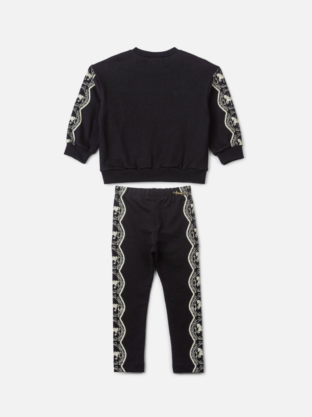 Conjunto Infantil Moletom Carrossel Casaco e Legging Preto - Animê Petite