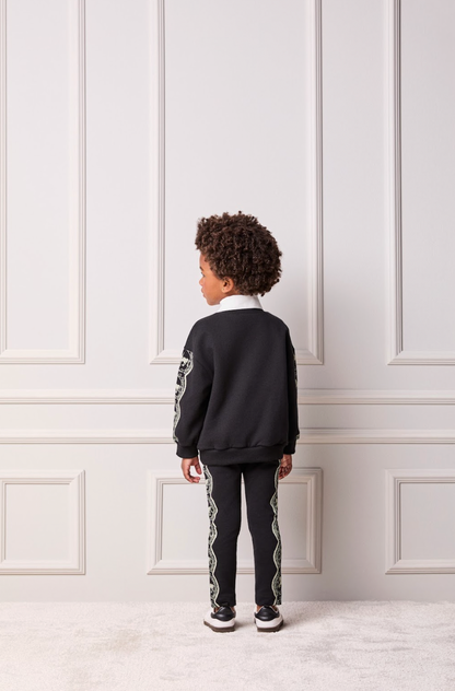Conjunto Infantil Moletom Carrossel Casaco e Legging Preto - Animê Petite