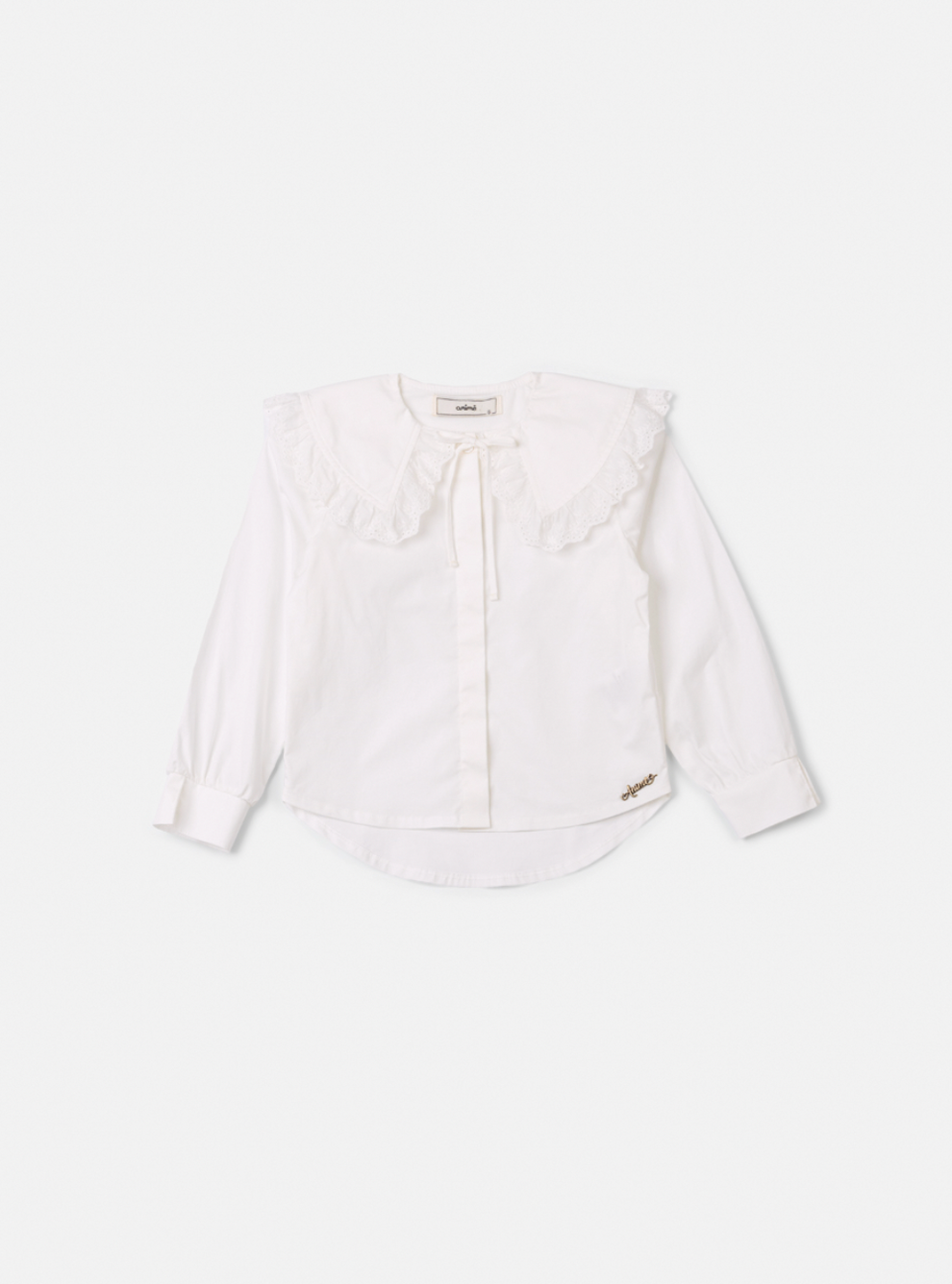 Conjunto Infantil Camisa Gola com Babado, Colete e Shorts Tweed Off White - Animê