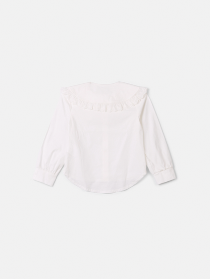 Conjunto Infantil Camisa Gola com Babado, Colete e Shorts Tweed Off White - Animê