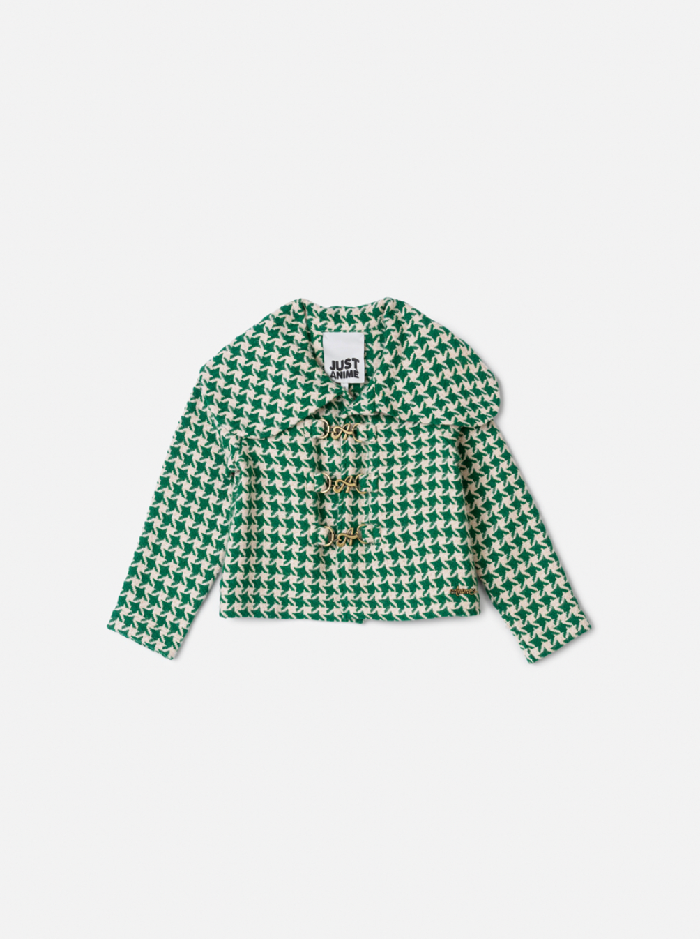 Conjunto Infantil Trio Casaco Tweed Xadrez, Camisa Gola Babados Rendas e Saia Tweed Xadrez - Animê