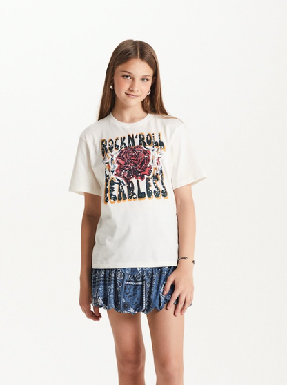 Conjunto Teen Camiseta Over e Saia Balonê Paisley Jeans - Two In