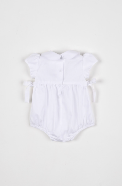 Romper Bebê Fofinho Algodão Manga Princesa Rendas Branco - Um Mais Um