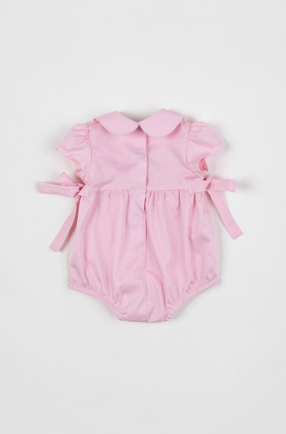 Romper Bebê Fofinho Algodão Manga Princesa Rendas Rosa Claro - Um Mais Um