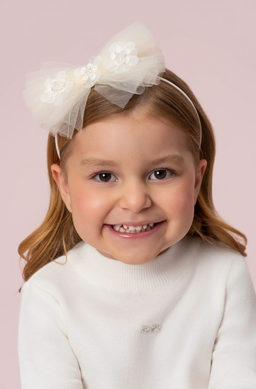 Tiara Infantil com Laço Bege - Petit Cherie