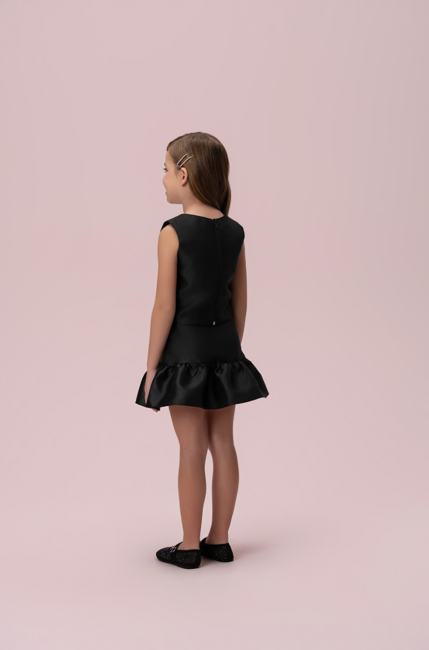 Conjunto Infantil Zibeline Blusa e Saia Babado Preto - Petit Cherie
