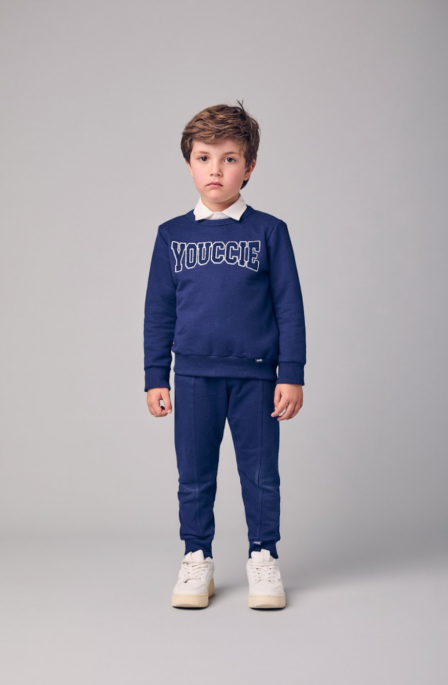 Conjunto Infantil Moletom Clássico YCC Casaco e Calça Marinho - Youccie