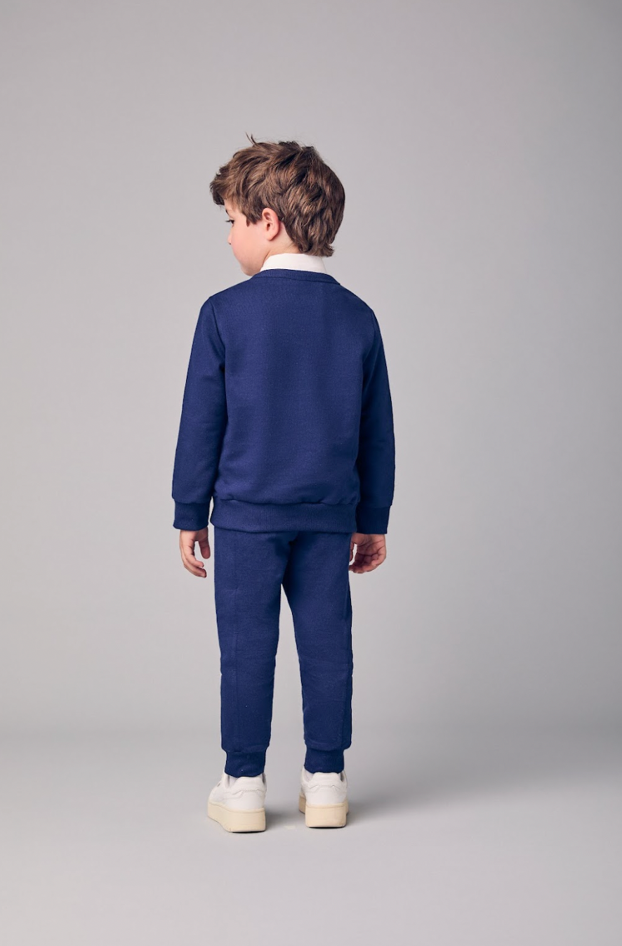 Conjunto Infantil Moletom Clássico YCC Casaco e Calça Marinho - Youccie