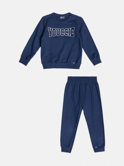 Conjunto Infantil Moletom Clássico YCC Casaco e Calça Marinho - Youccie