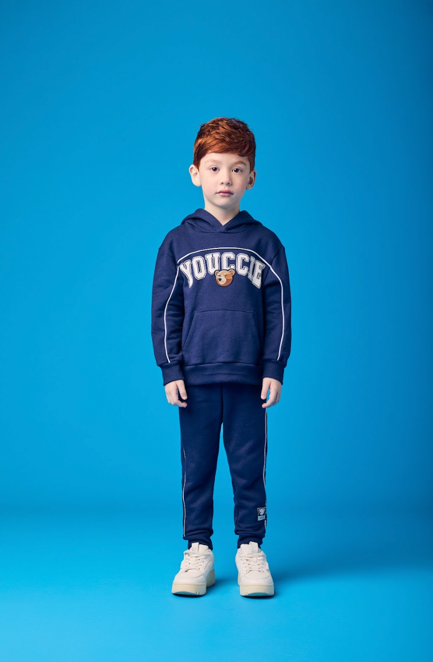 Conjunto Infantil Moletom YCC Ursinho Casaco e Calça Marinho - Youccie