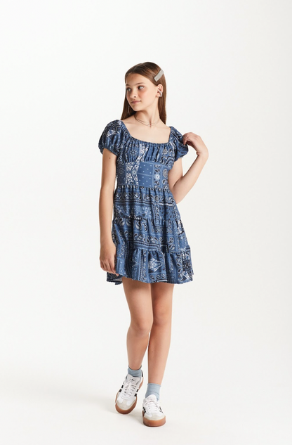Vestido Teen Crepe Paisley Jeans - Two In